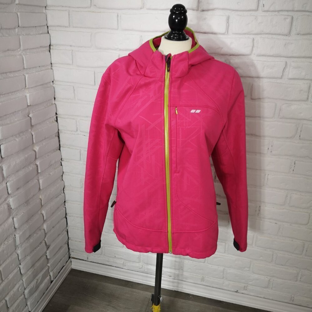Koppen Ladies Size XL Hot Pink w/ Lime Faux Fur Lined Soft Shell Jacket w/ Hood